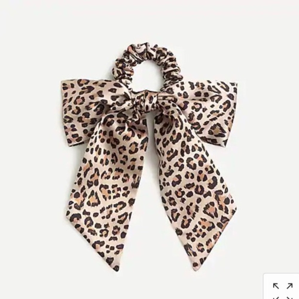 J.Crew Satin Scrunchie Bow in Leopard Print NWT